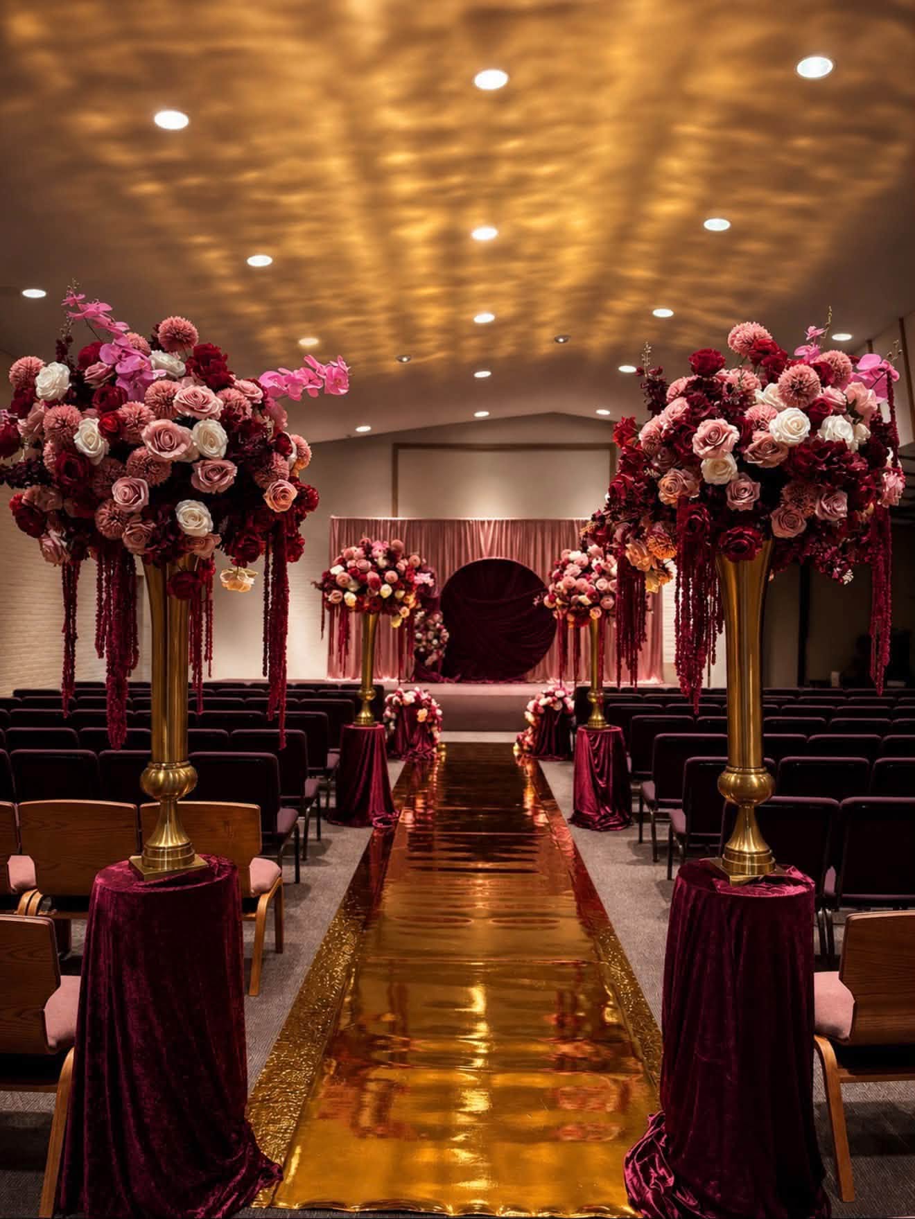 Luxury Burgundy & pink wedding ceremony